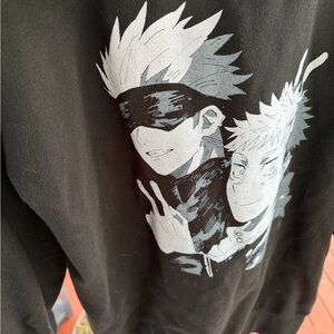 Black Graphic anime Jujutsu Kaisen, Gojo and Yuji Hoody Womens  L